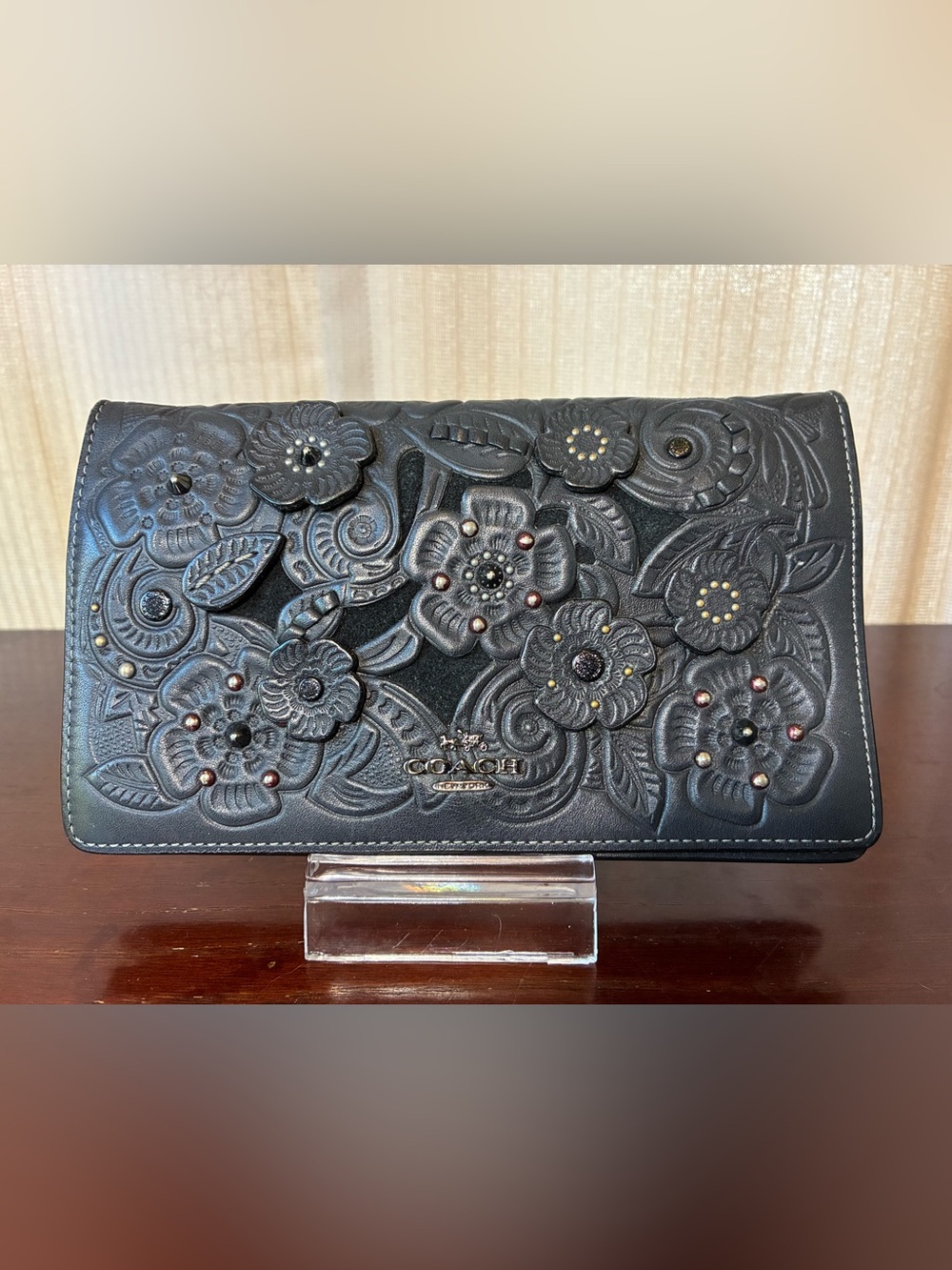 Coach Foldover Crossbody with Tea Rose and Tooling